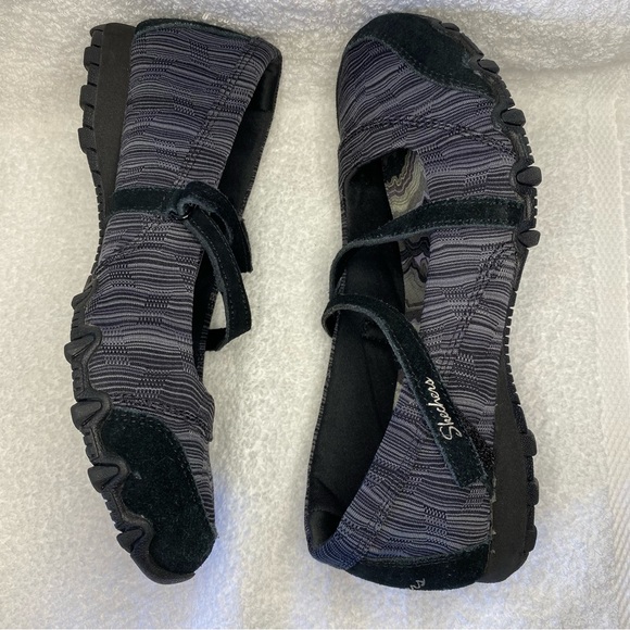 Skechers Bikers Ripples Mary Jane Shoes Womens Size 6 Textured Black 49343 EUC - Picture 5 of 13